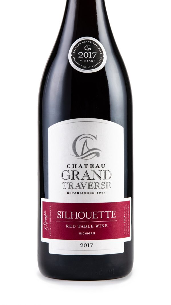 A bottle of 2017 Silhouette red table wine from Chateau Grand Traverse