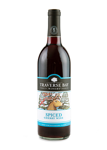 A bottle of spiced cherry wine from Traverse Bay winery